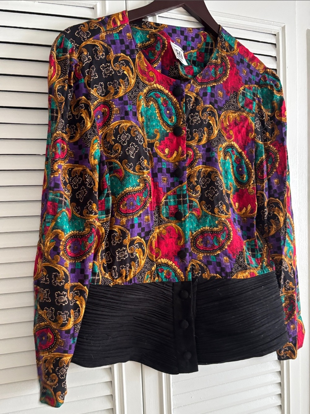 Vintage Maximalist Paisley Cropped Jacket - Black Trim